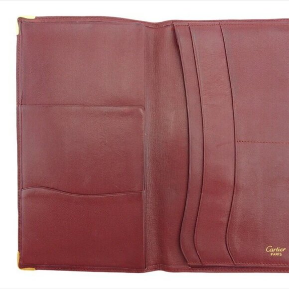 CARTIER Bi -fold Mastrin Bordeaux Leather Authentic USED - Picture 6 of 10